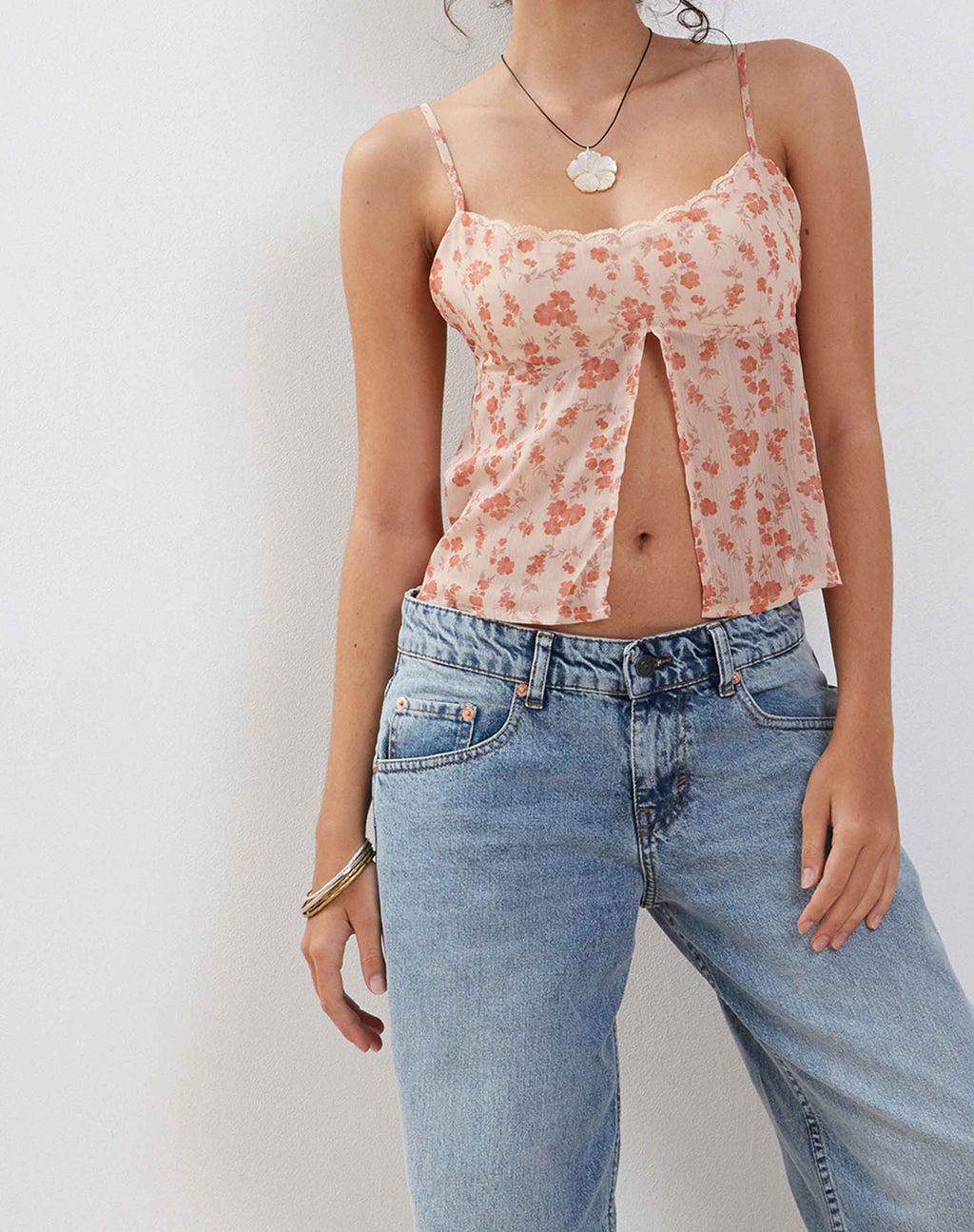 Slavina Cami Butterfly Top in Peach Cherry Blossom