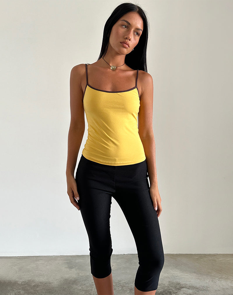 Solani Top in Yellow May with Deep Mahogany Binding
