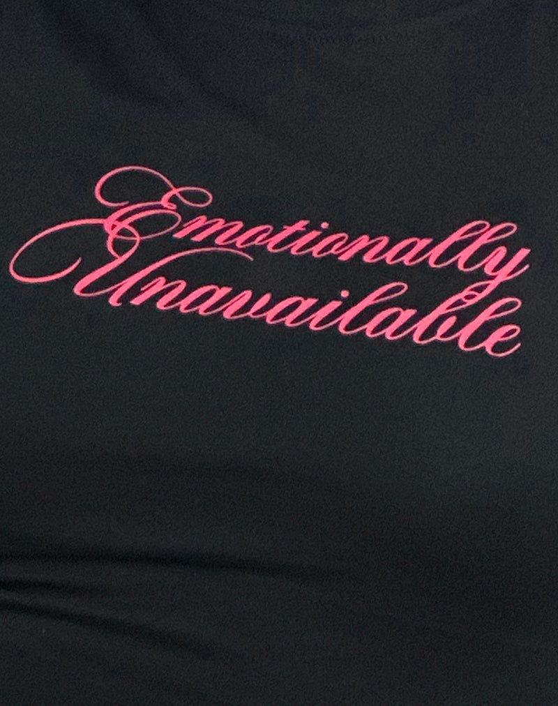 Sutin Tee in Black with Emotionally Unavailable Print