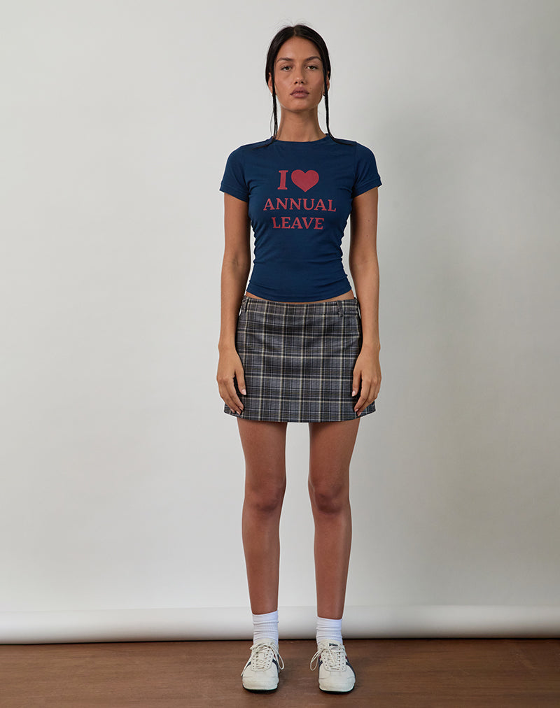 Sutin Tee in Navy with Red I Love Annual Leave Graphic