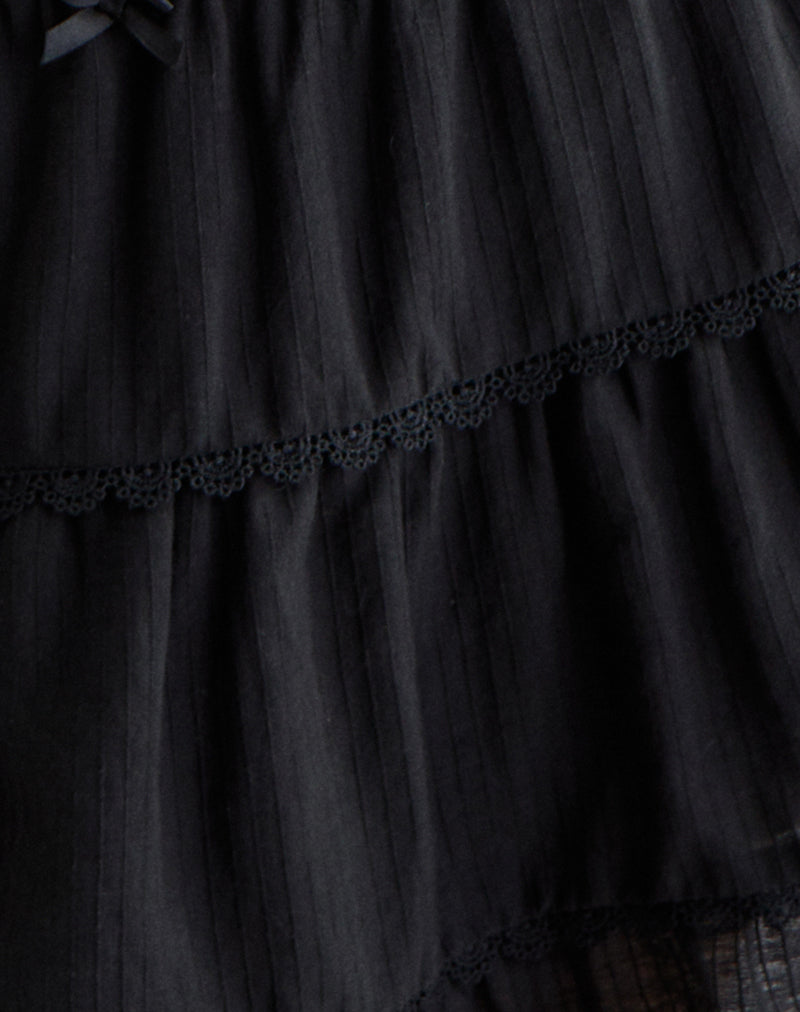 Talvi Tiered Frill Mini Skirt in Black