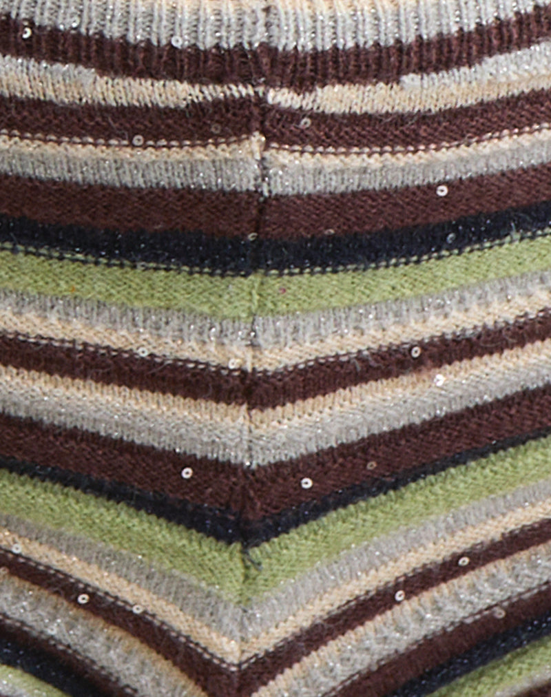 Husan Hot Pants in Green and Brown Stripe