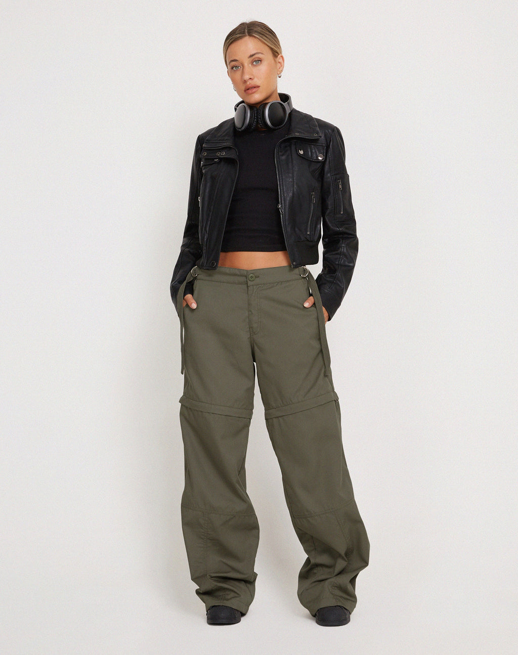 Tansy Wide Leg Cargo Trouser in Stone Green