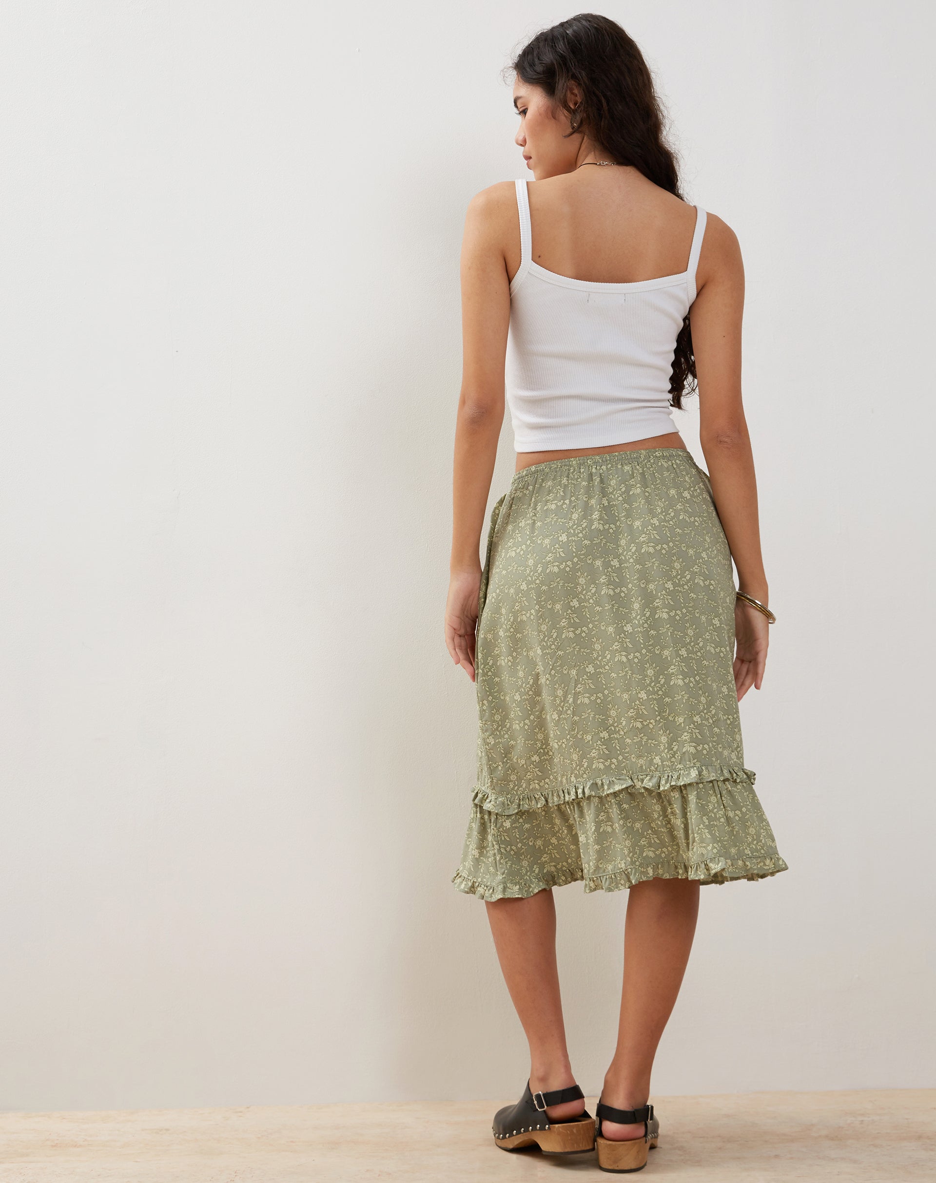 Wala Midi Skirt in Ditsy Floral Green