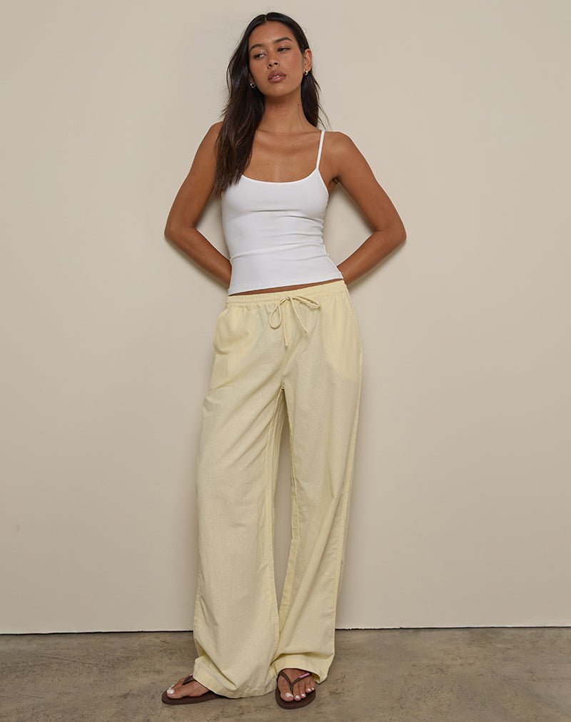 Wasic Wide Leg Linen Trouser in Lemon