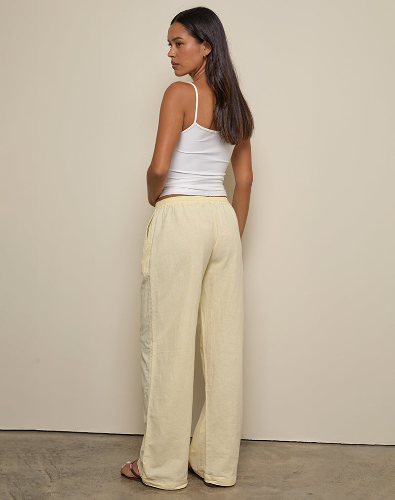 Wasic Wide Leg Linen Trouser in Lemon