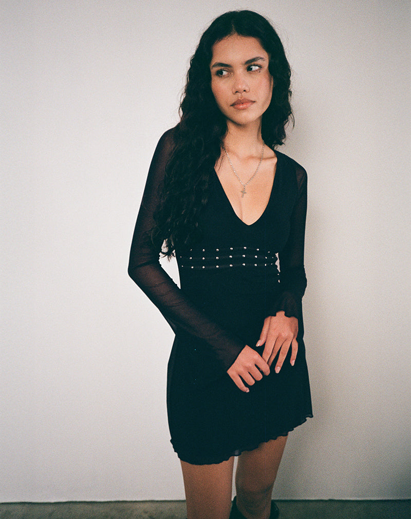 Xaviera Plunge Dress in Black
