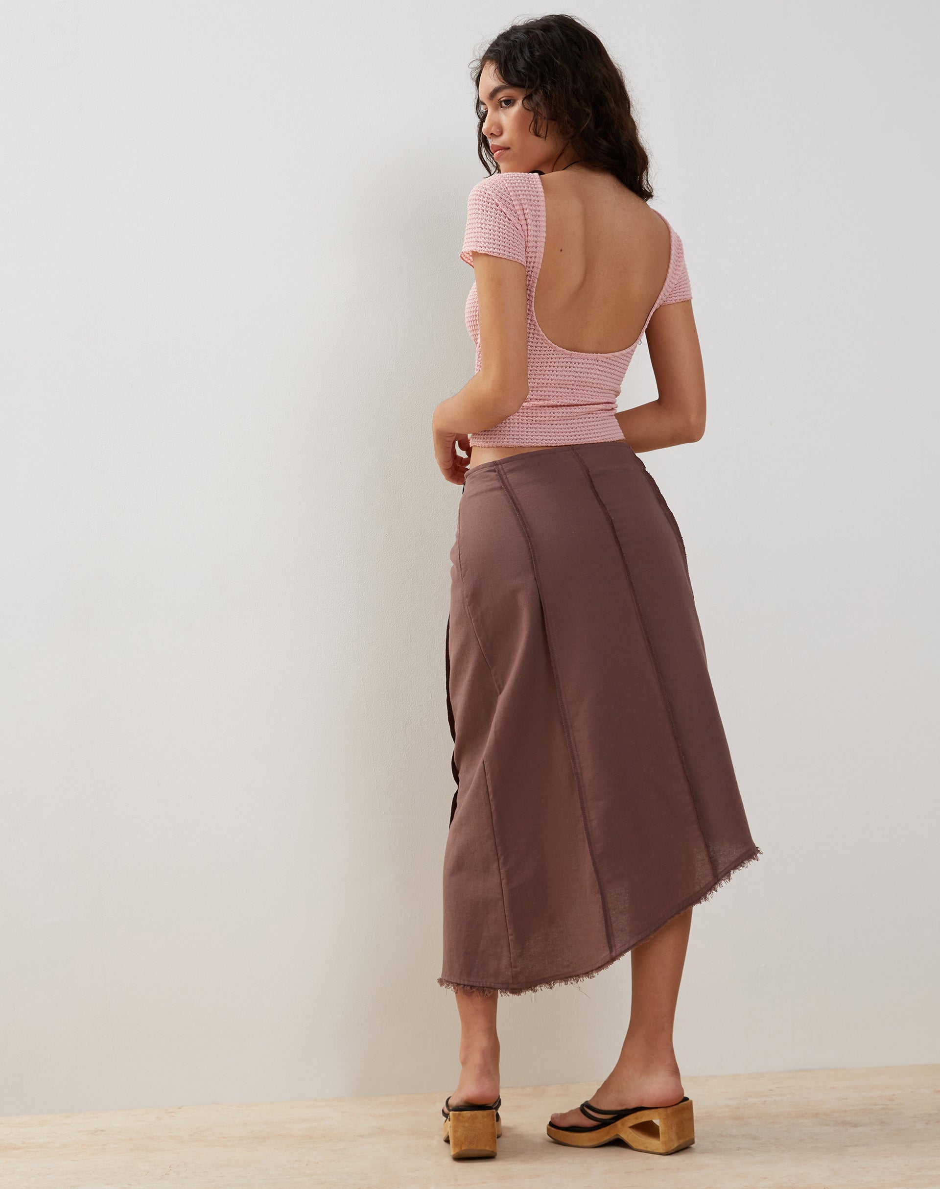 Xiwang Crop Top in Salmon Textured Crochet