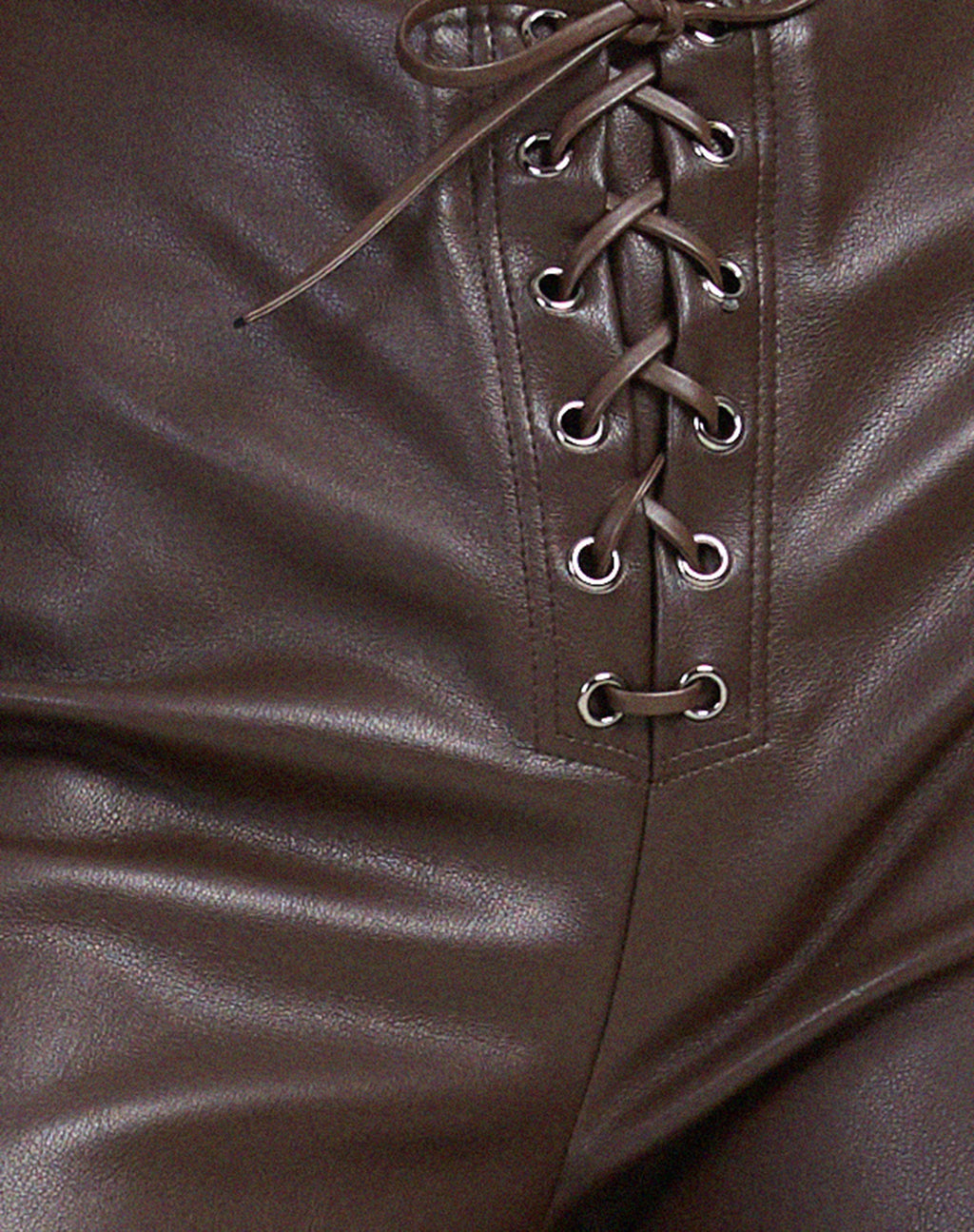 Zinam Flared Leg Trouser in PU Brown