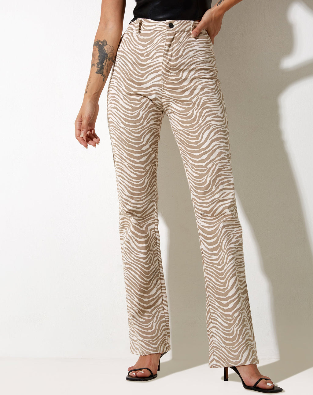 Zoven Flare Trouser in Tonal Zebra